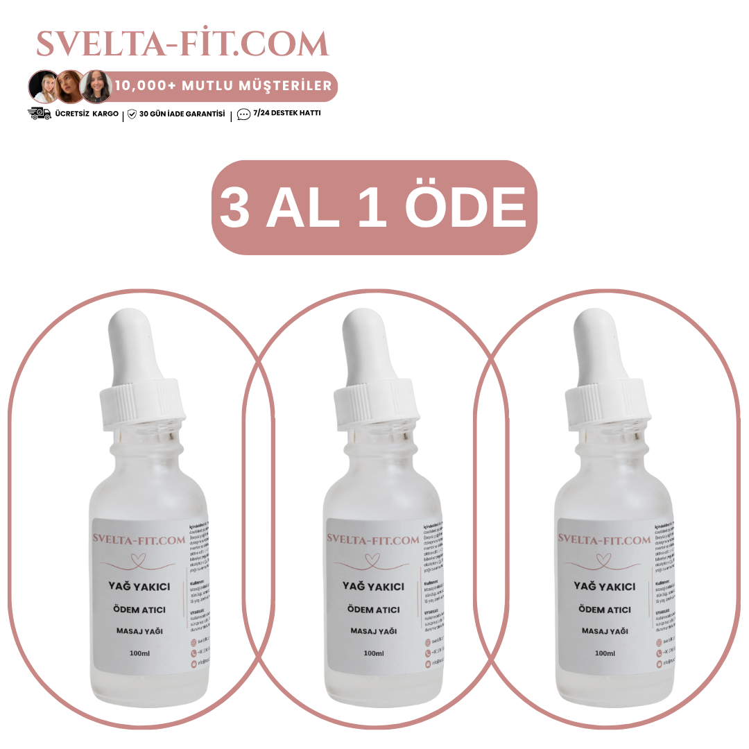 3'lü (300ml) Yağ yakıcı ödem atıcı Masaj Yağı